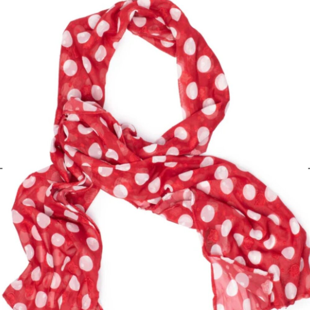 LUG Twist Lightweight Printed Shawl - Crimson Large Dot
